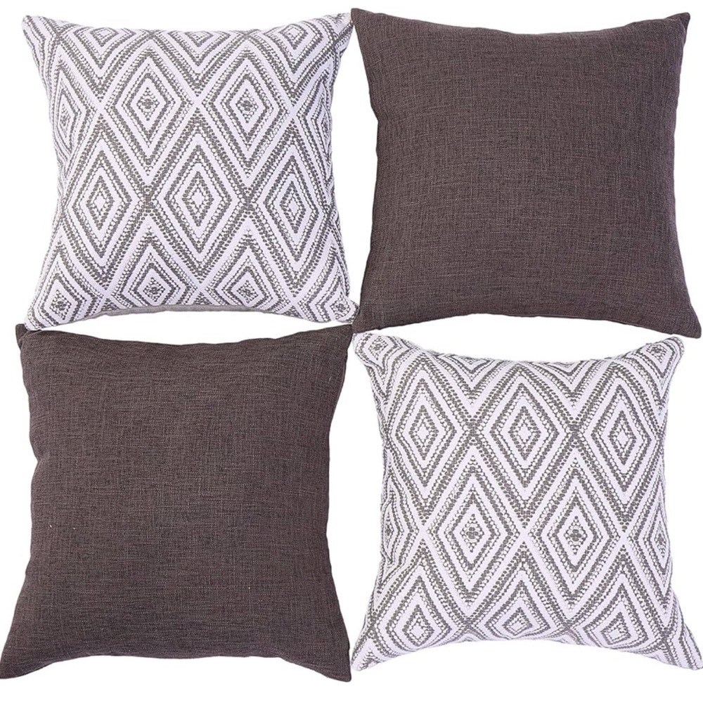 Pillow Covers 4 Pack 18x18 Inch grey geometric Pillow Cases Only No Insert